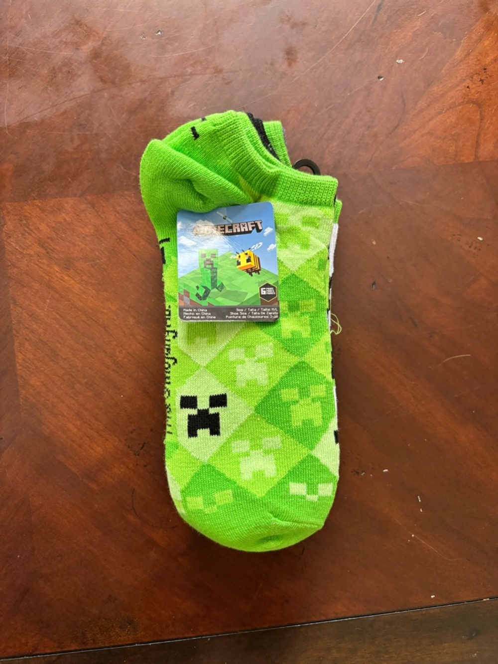Minecraft Creeper Green Ankle Socks
